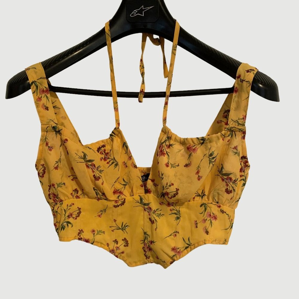 Nasty Gal Women’s Floral Halter Corset Crop Top